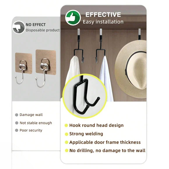 Set Of 3 Double Door Hook Hanger, Over The Door Hook, Soft Rubber Heavy Duty Hooks Set Of 3 Double Door Hook Hanger, Over The Door Hook, Soft Rubber Heavy Duty Hooks